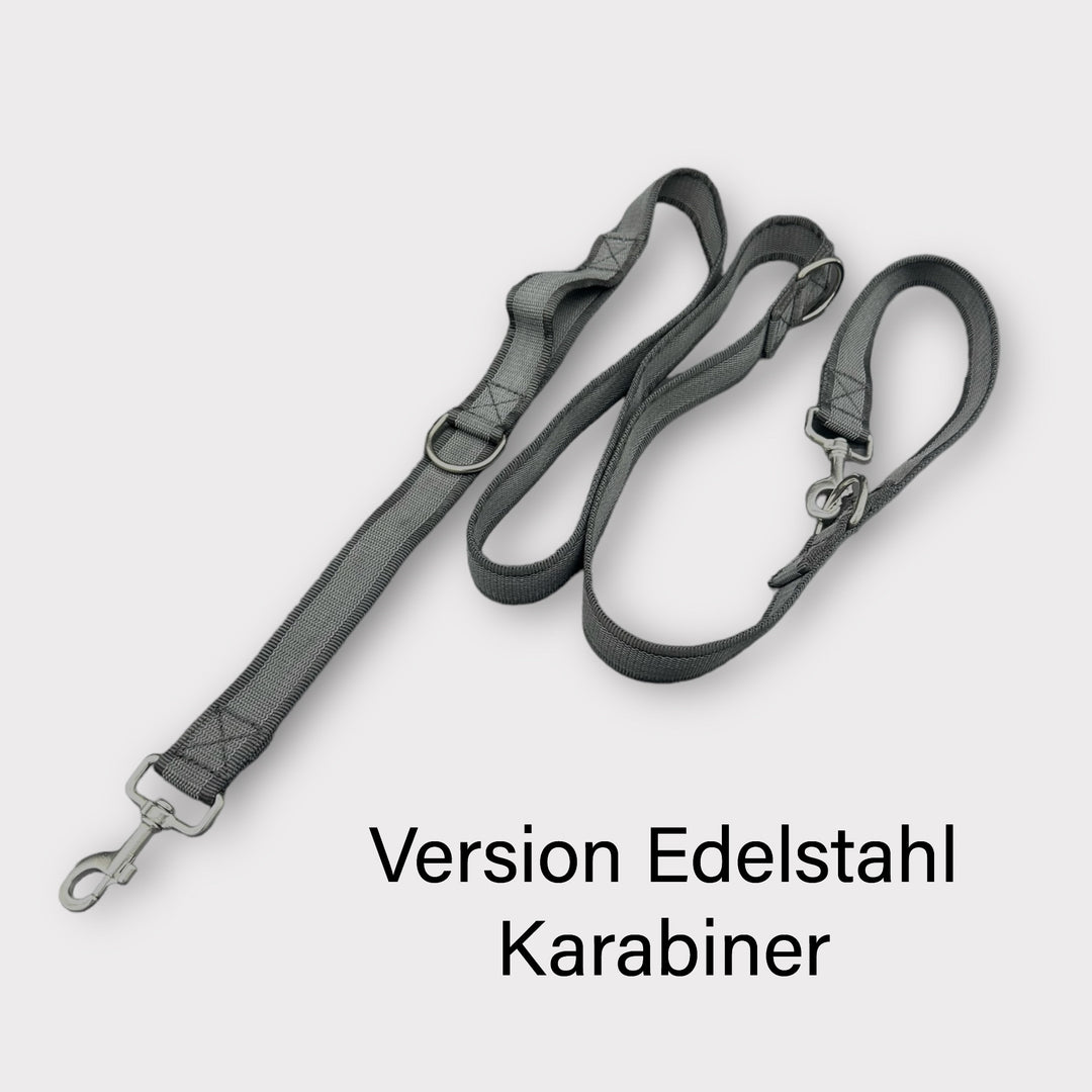 3.8 cm Breite gummierte Leine 2.2 m lang, mit Frog 360 oder Edelstahlkarabiner, verstellbar.