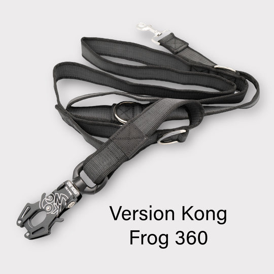 3.8 cm Breite gummierte Leine 2.2 m lang, mit Frog 360 oder Edelstahlkarabiner, verstellbar.