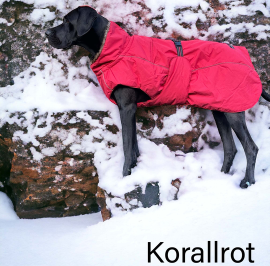 Hundemantel Polar, sehr warm (50 cm-76 cm) - schwarz/signalrot/koralle