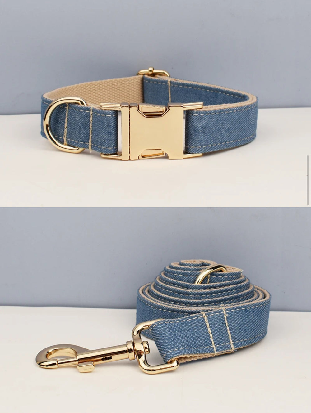 Collier pour chiot CC Mini <tc>laisse</tc> <tc>harnais</tc> avec gravure denim