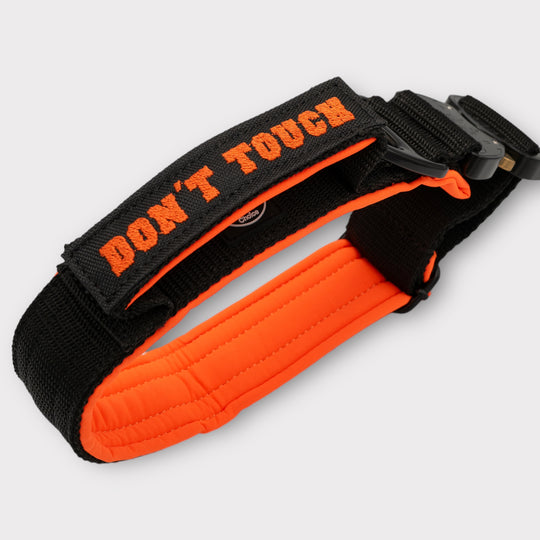 On Duty Halsband Don't Touch 4 cm breit (45 cm-60 cm) - schwarz/orange