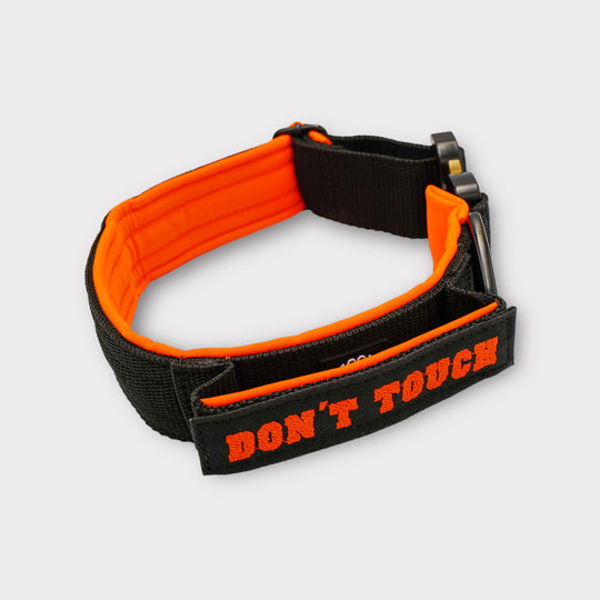 On Duty Halsband Don't Touch 4 cm breit (45 cm-60 cm) - schwarz/orange