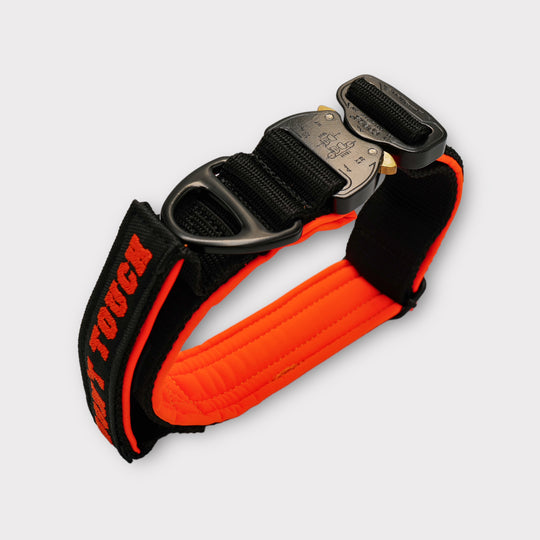 On Duty Halsband Don't Touch 4 cm breit (45 cm-60 cm) - schwarz/orange