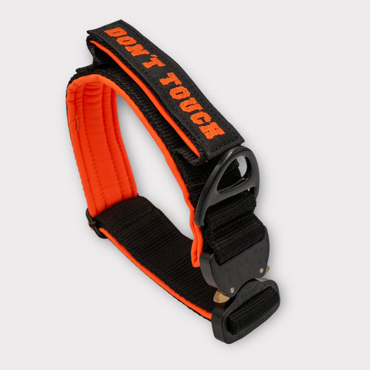 On Duty Halsband Don't Touch 4 cm breit (45 cm-60 cm) - schwarz/orange