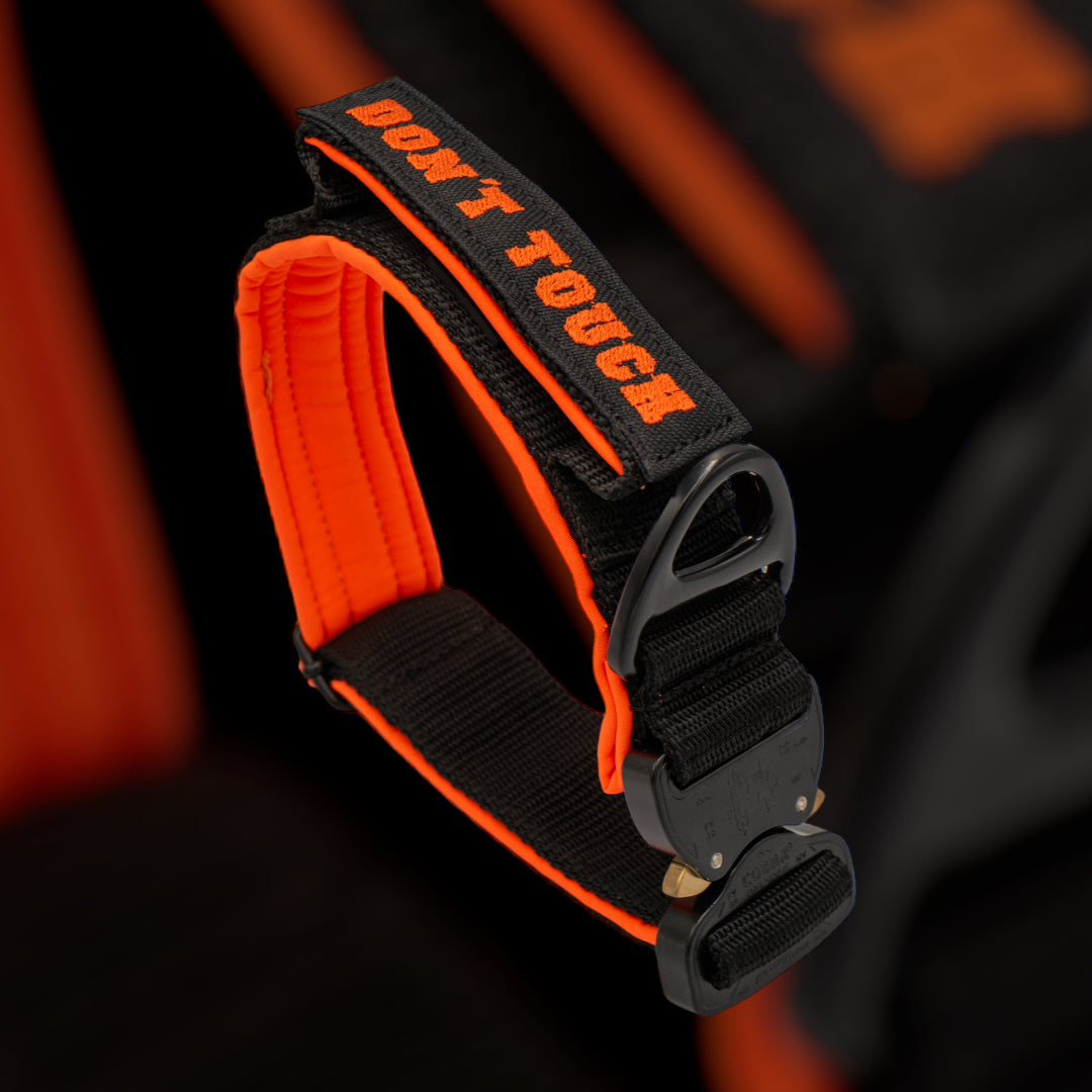 On Duty Halsband Don't Touch 4 cm breit (45 cm-60 cm) - schwarz/orange