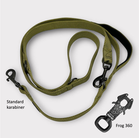 On Duty Leine 2.20 m 2.5 cm breit verstellbar mit Standard-Karabiner oder Frog 360