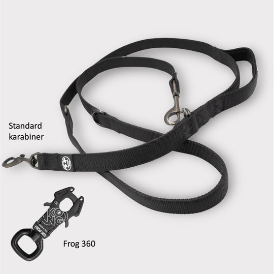 On Duty Leine 2.20 m 2.5 cm breit verstellbar mit Standard-Karabiner oder Frog 360
