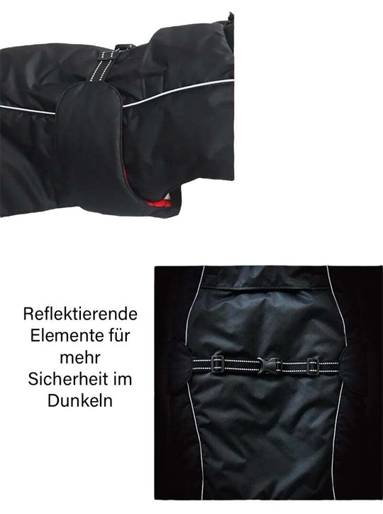 Hundemantel Polar, sehr warm (50 cm-76 cm) - schwarz/signalrot/koralle