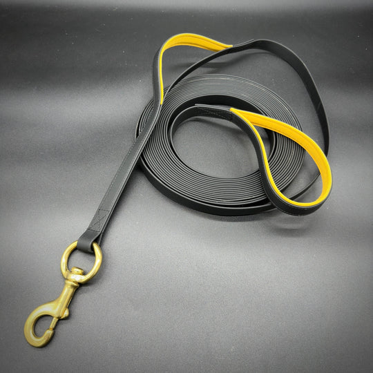 Biothane Laufleine 1 m/ 2 m/ 3 m/ 10 m Länge - 2 cm Breite mit grossem Messing Karabiner