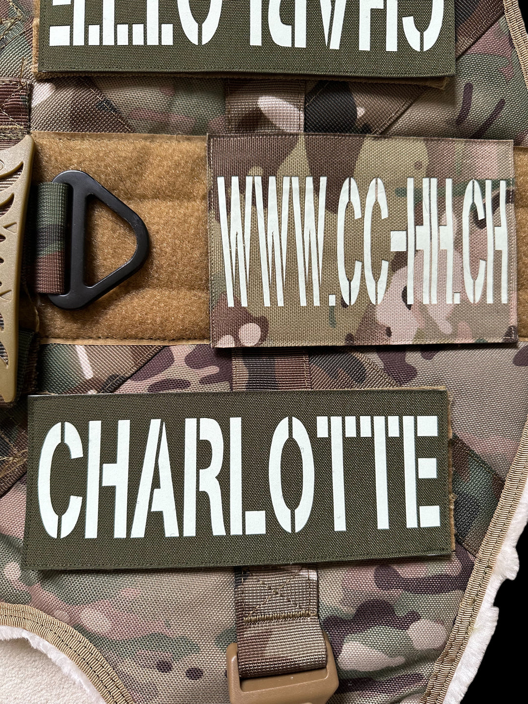 Grosse Namenpatches für Geschirre lasergeschnitten - (IR, Scheinwerferlicht reflektierend oder selbstleuchtend)