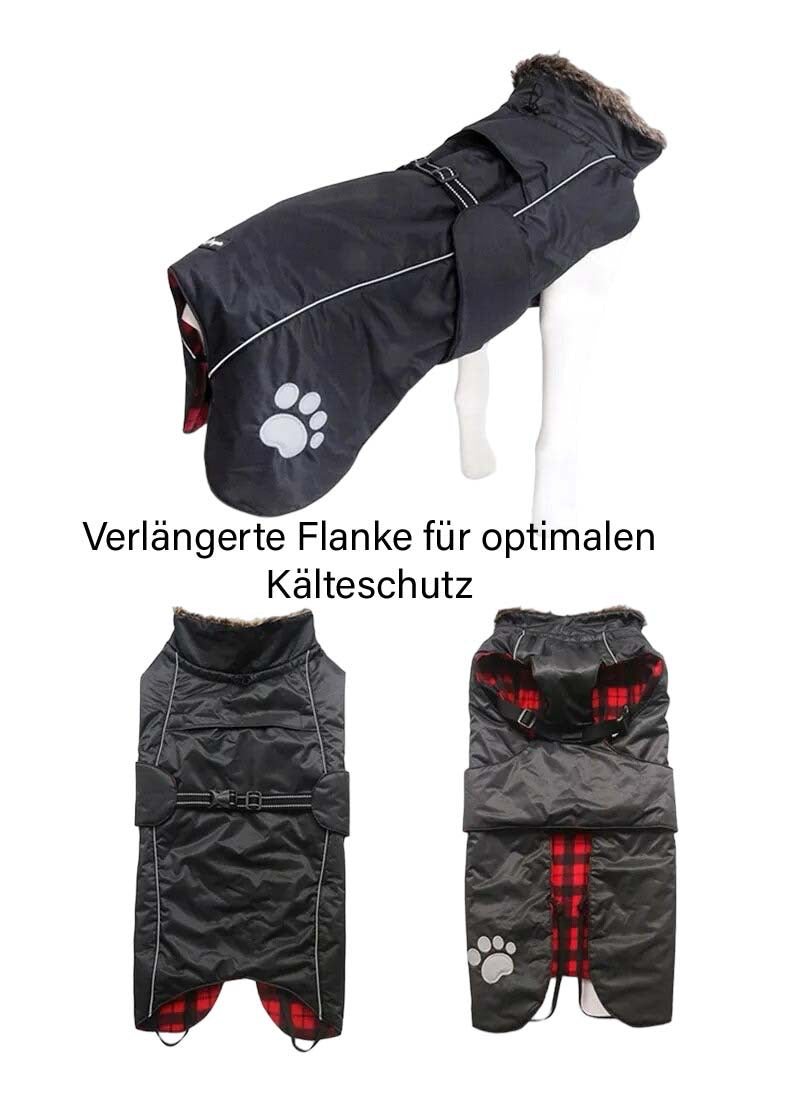 Hundemantel Polar, sehr warm (50 cm-76 cm) - schwarz/signalrot/koralle