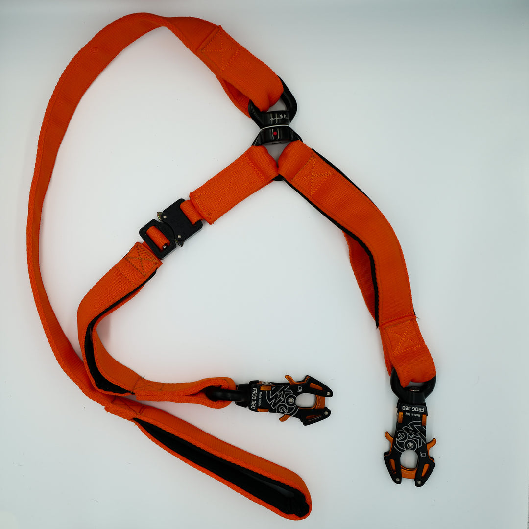 Heavy Duty Doppelleine ultra stark 360 Frog Leine 4 cm breit für 2 Hunde, schwarz