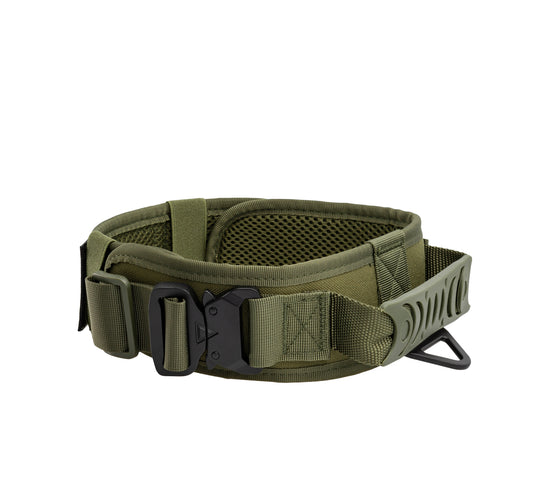 Sehr breites Halsband in army grün mit 7cm Breite und Haltegriff