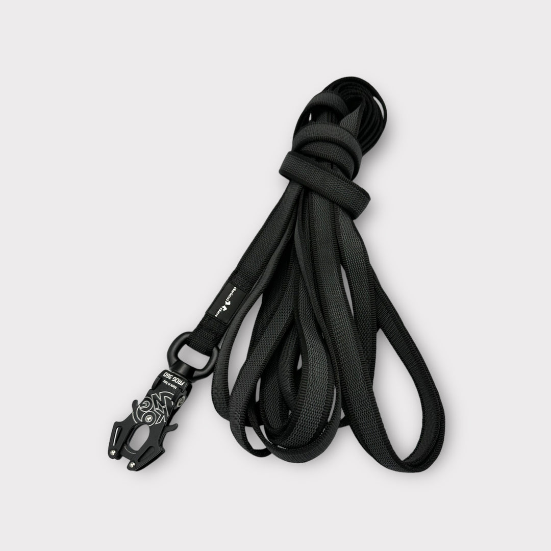 Gummierte Leine 2.5 cm mit Frog 360-Karabiner 1/2/3/5/10/15 m mit Schlaufen