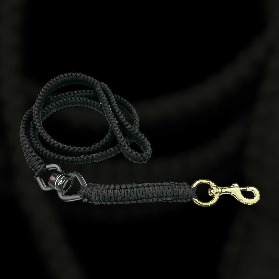 Super Sale % Rambo Leine Pferde-Messing-Karabiner für sehr grosse Hunde 100 kg+ mit Kurzhaltegriff und 360 Grad-Wirbel - schwarz/army-grün