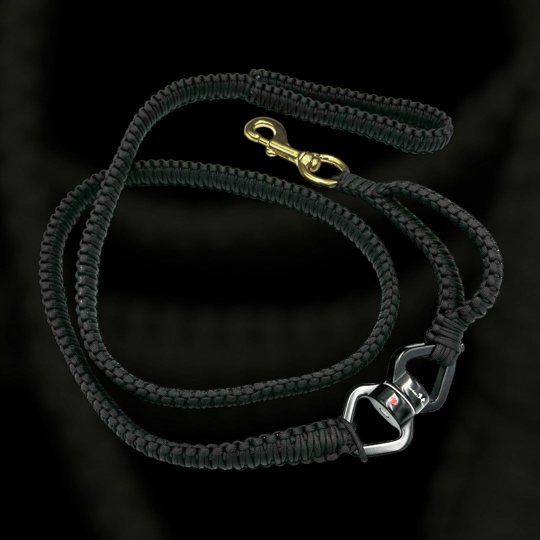 Super Sale % Rambo Leine Pferde-Messing-Karabiner für sehr grosse Hunde 100 kg+ mit Kurzhaltegriff und 360 Grad-Wirbel - schwarz/army-grün