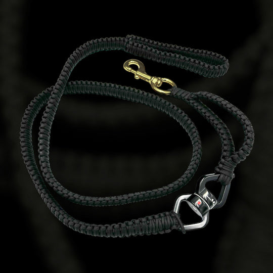 Super Sale % Rambo Leine Pferde-Messing-Karabiner für sehr grosse Hunde 100 kg+ mit Kurzhaltegriff und 360 Grad-Wirbel - schwarz/army-grün