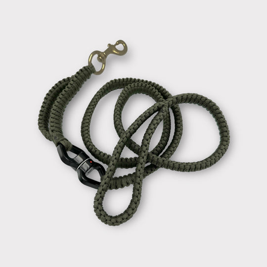 Super Sale % Rambo Leine Pferde-Messing-Karabiner für sehr grosse Hunde 100 kg+ mit Kurzhaltegriff und 360 Grad-Wirbel - schwarz/army-grün