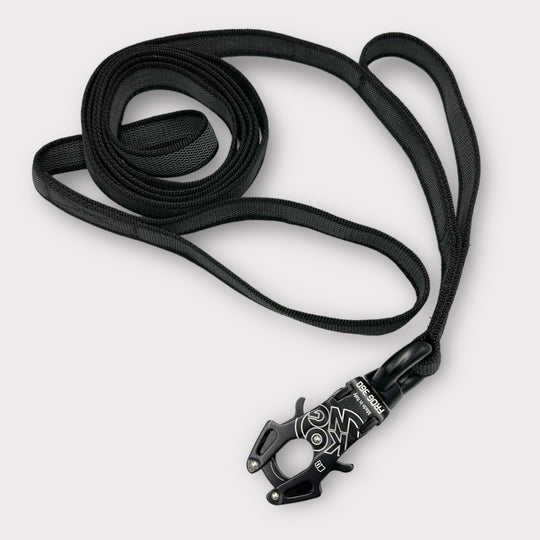 Gummierte Leine 2.5 cm mit Frog 360-Karabiner 1/2/3/5/10/15 m mit Schlaufen