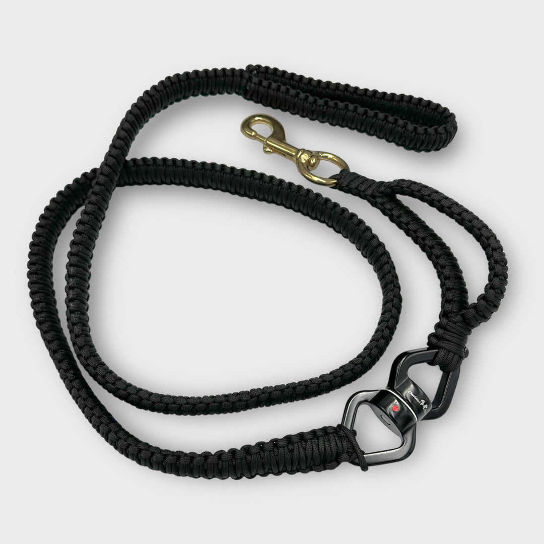 Super Sale % Rambo Leine Pferde-Messing-Karabiner für sehr grosse Hunde 100 kg+ mit Kurzhaltegriff und 360 Grad-Wirbel - schwarz/army-grün