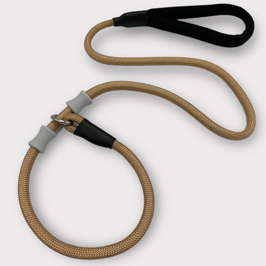 Lasso Leine 100 cm mit Stop - sandfarben /schwarz