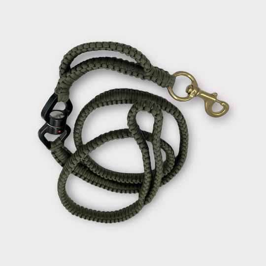 Super Sale % Rambo Leine Pferde-Messing-Karabiner für sehr grosse Hunde 100 kg+ mit Kurzhaltegriff und 360 Grad-Wirbel - schwarz/army-grün