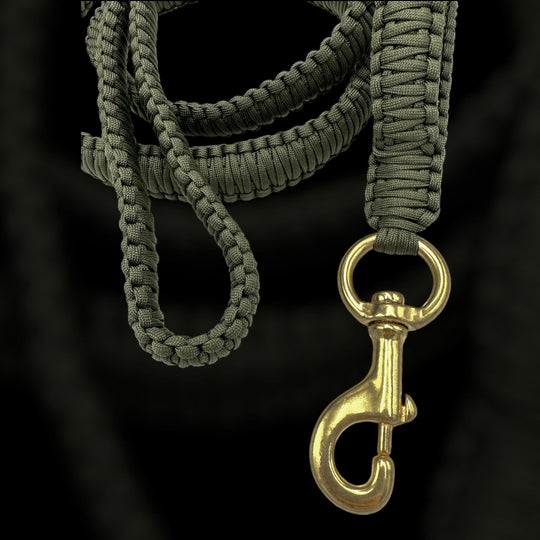 Super Sale % Rambo Leine Pferde-Messing-Karabiner für sehr grosse Hunde 100 kg+ mit Kurzhaltegriff und 360 Grad-Wirbel - schwarz/army-grün