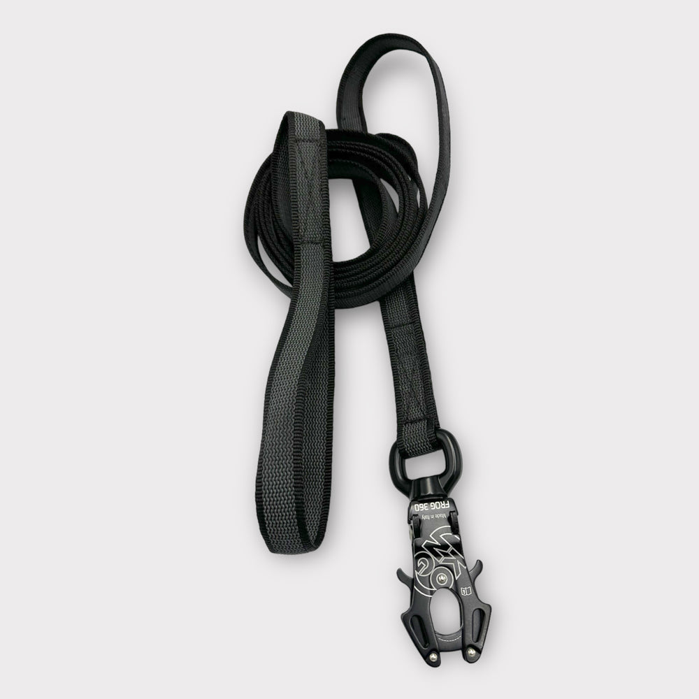 Gummierte Leine 2.5 cm mit Frog 360-Karabiner 1/2/3/5/10/15 m mit Schlaufen