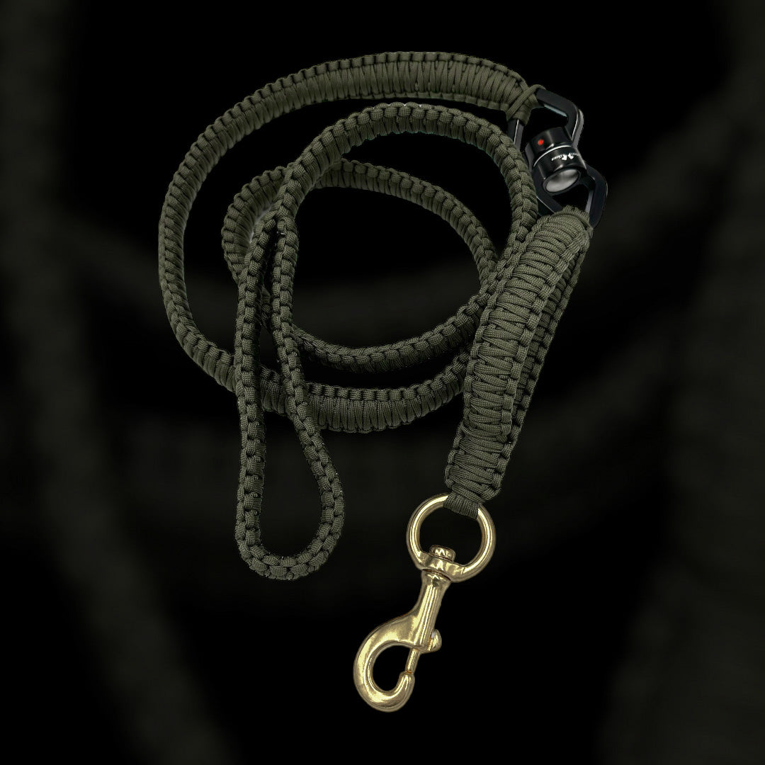 Super Sale % Rambo Leine Pferde-Messing-Karabiner für sehr grosse Hunde 100 kg+ mit Kurzhaltegriff und 360 Grad-Wirbel - schwarz/army-grün
