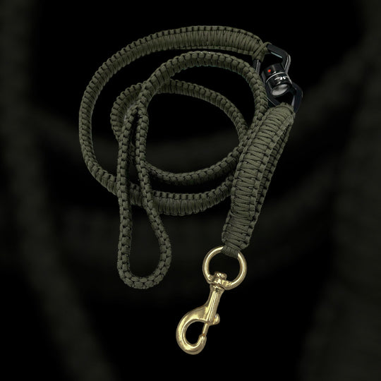 Super Sale % Rambo Leine Pferde-Messing-Karabiner für sehr grosse Hunde 100 kg+ mit Kurzhaltegriff und 360 Grad-Wirbel - schwarz/army-grün