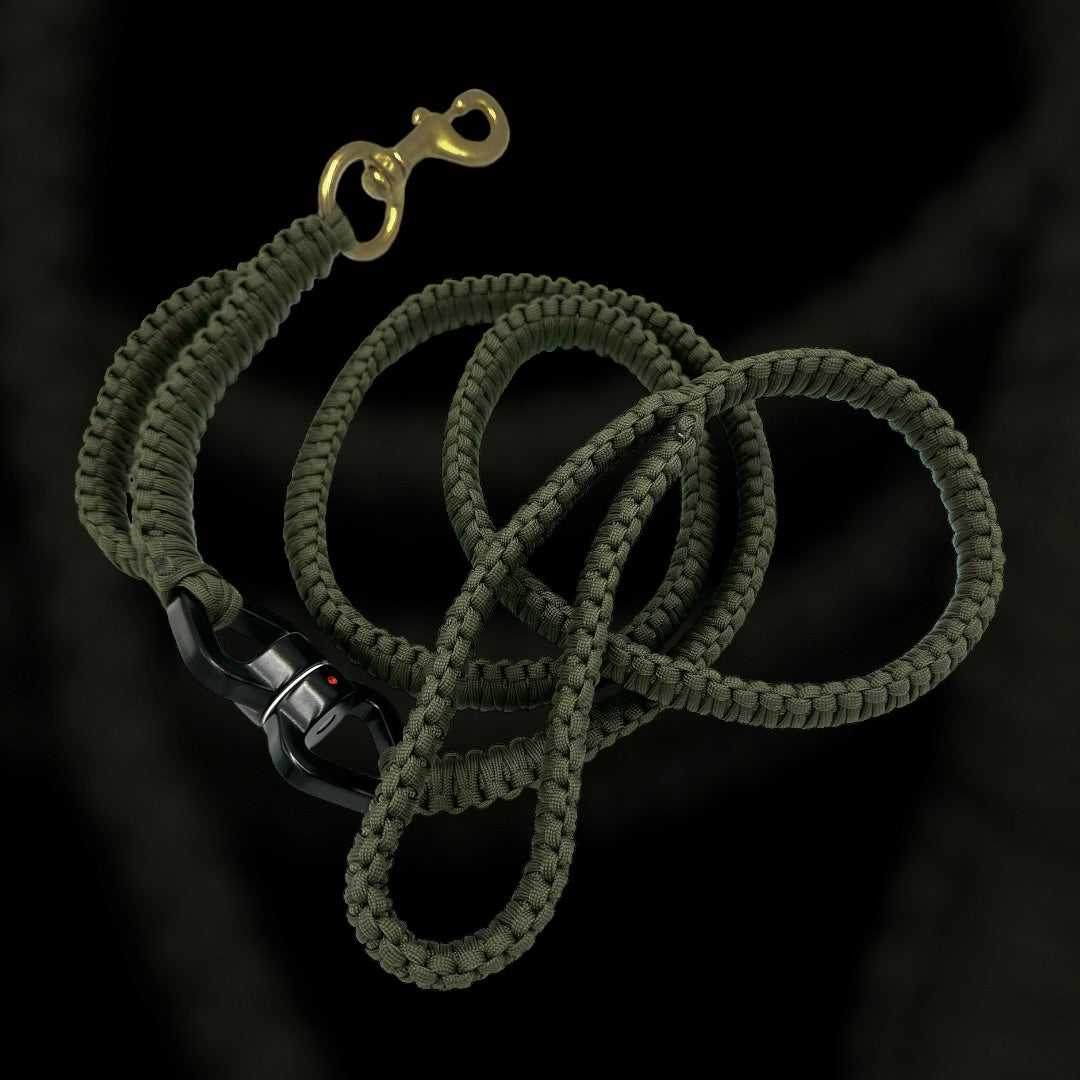 Super Sale % Rambo Leine Pferde-Messing-Karabiner für sehr grosse Hunde 100 kg+ mit Kurzhaltegriff und 360 Grad-Wirbel - schwarz/army-grün