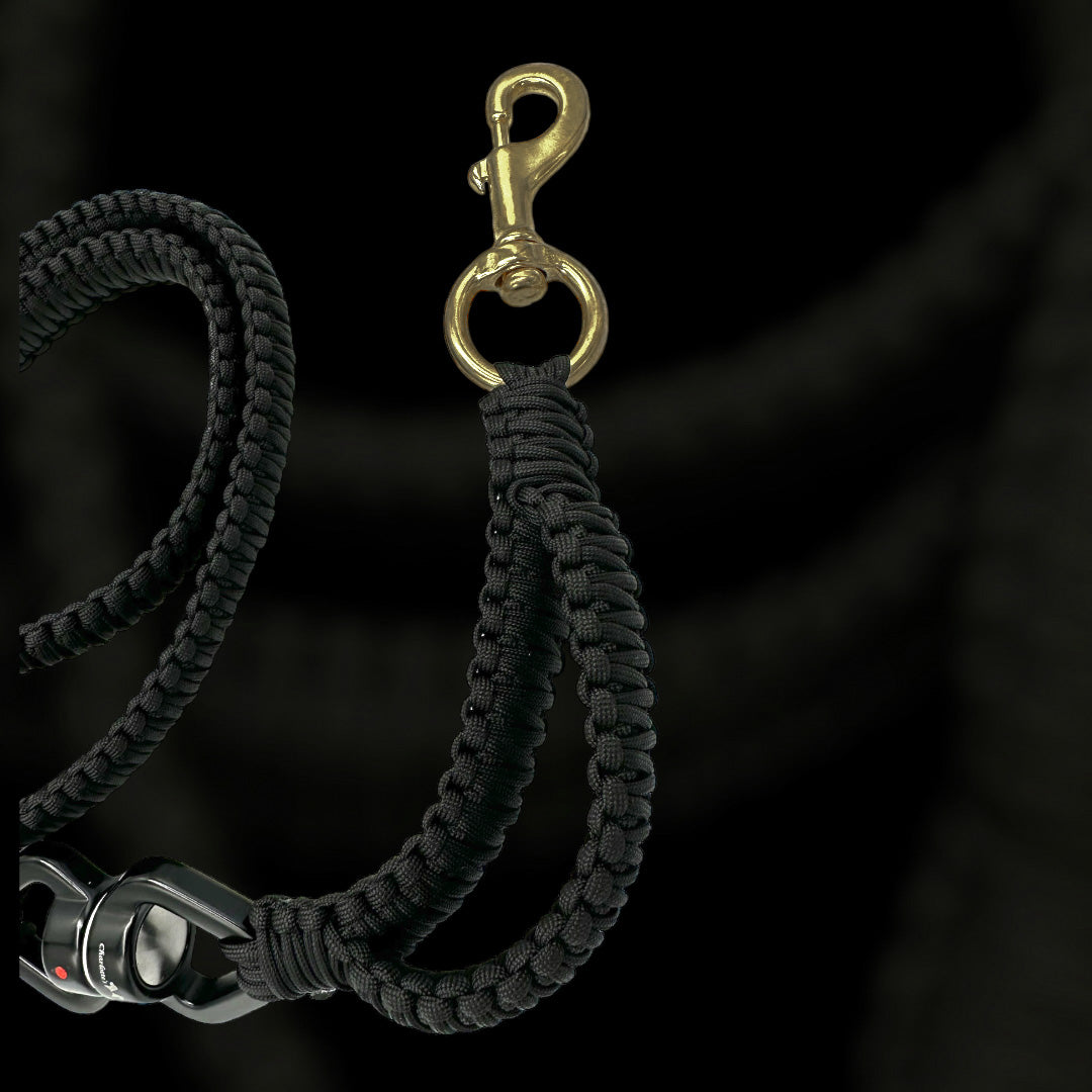 Super Sale % Rambo Leine Pferde-Messing-Karabiner für sehr grosse Hunde 100 kg+ mit Kurzhaltegriff und 360 Grad-Wirbel - schwarz/army-grün