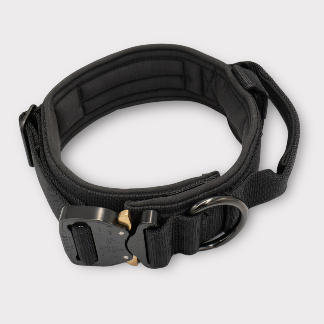 Breites Halsband sehr robust 5 cm breit mit Cobra Schnalle von Austrialpin schwarz