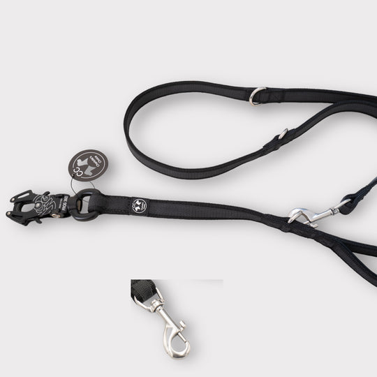 2.5 cm wide rubberized <tc>leash</tc> 2.2 m long, with Frog 360 or stainless steel carabiner, adjustable