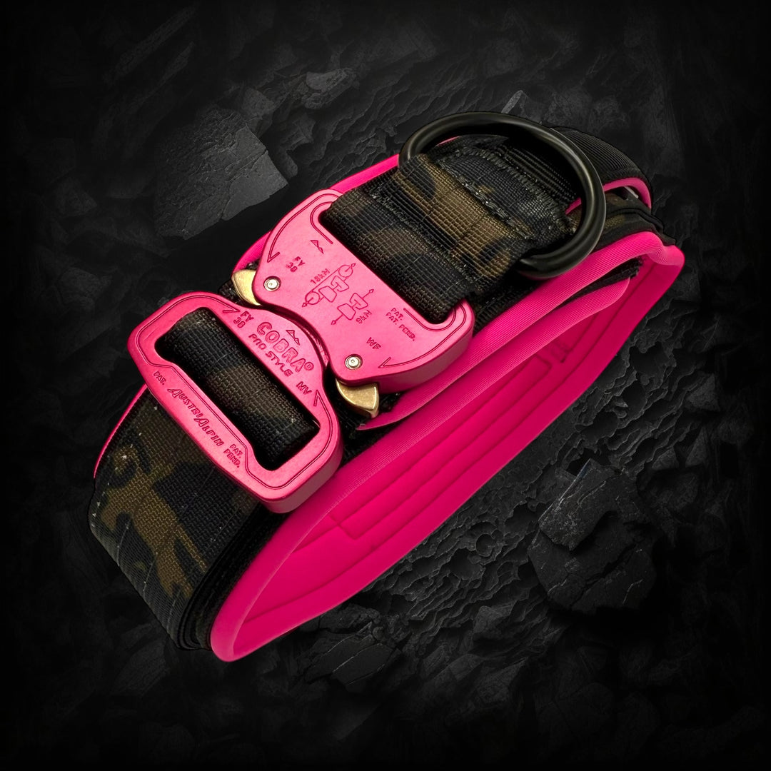 Extra robustes Halsband 5 cm breit für sehr grosse starke Hunde mit pinker Cobra Schnalle von Austrialpin