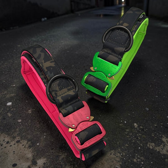 Limited Edition black camouflage 4 cm wide (39 cm-65 cm) with neon pink/green magnetic handle