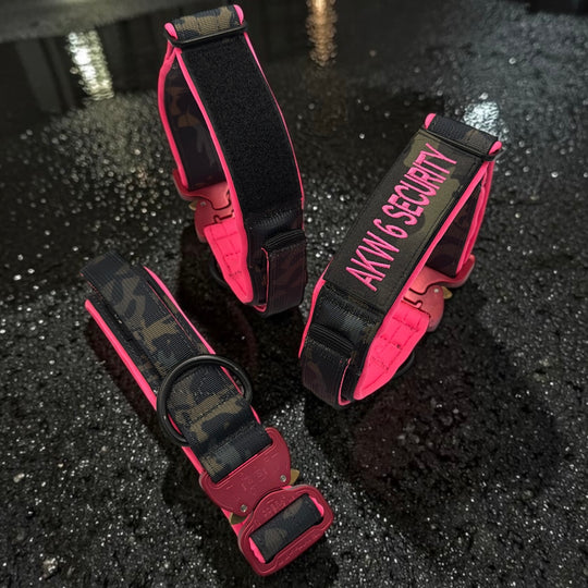 Limited Edition black camouflage 4 cm wide (39 cm-65 cm) with neon pink/green magnetic handle