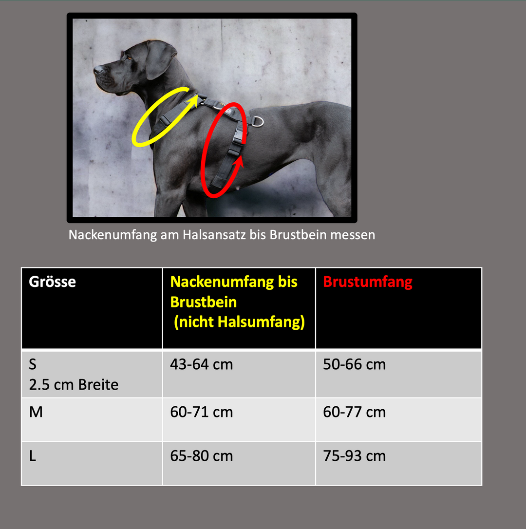 Geschirr Grössentabelle