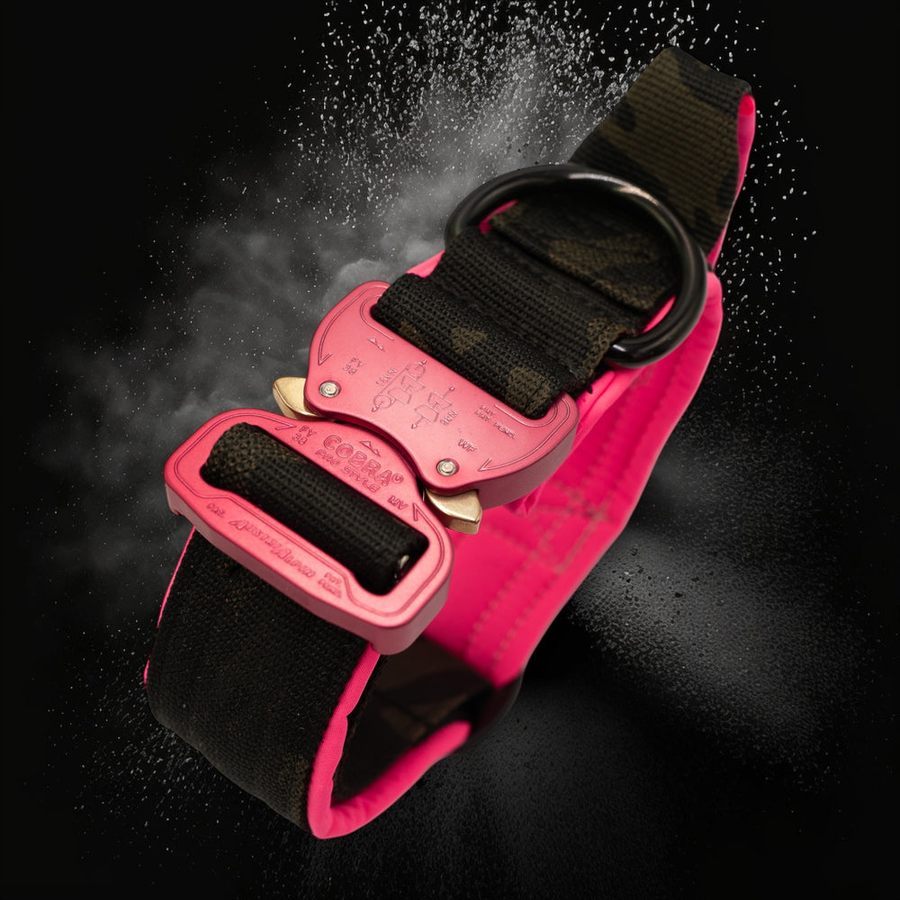 Limited Edition pink&camouflage 4 cm breit (36 cm-59 cm) - black camouflage (Schnalle pink)