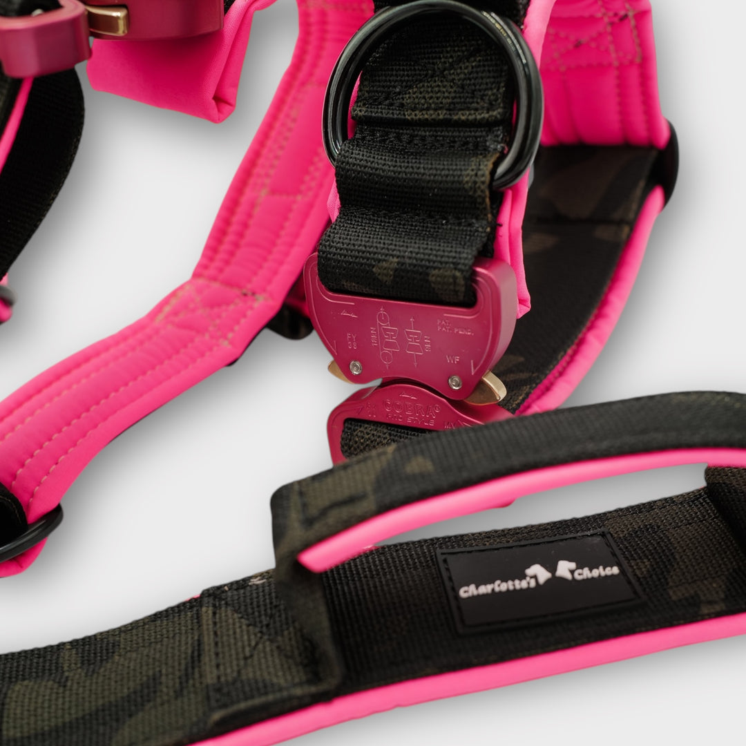 Limited Edition Pink & camouflage 4 cm wide (36 cm -59 cm) - Black camouflage (buckle pink)