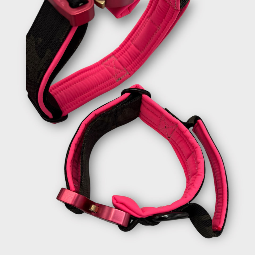 Limited Edition pink&camouflage 4 cm breit (36 cm-59 cm) - black camouflage (Schnalle pink)