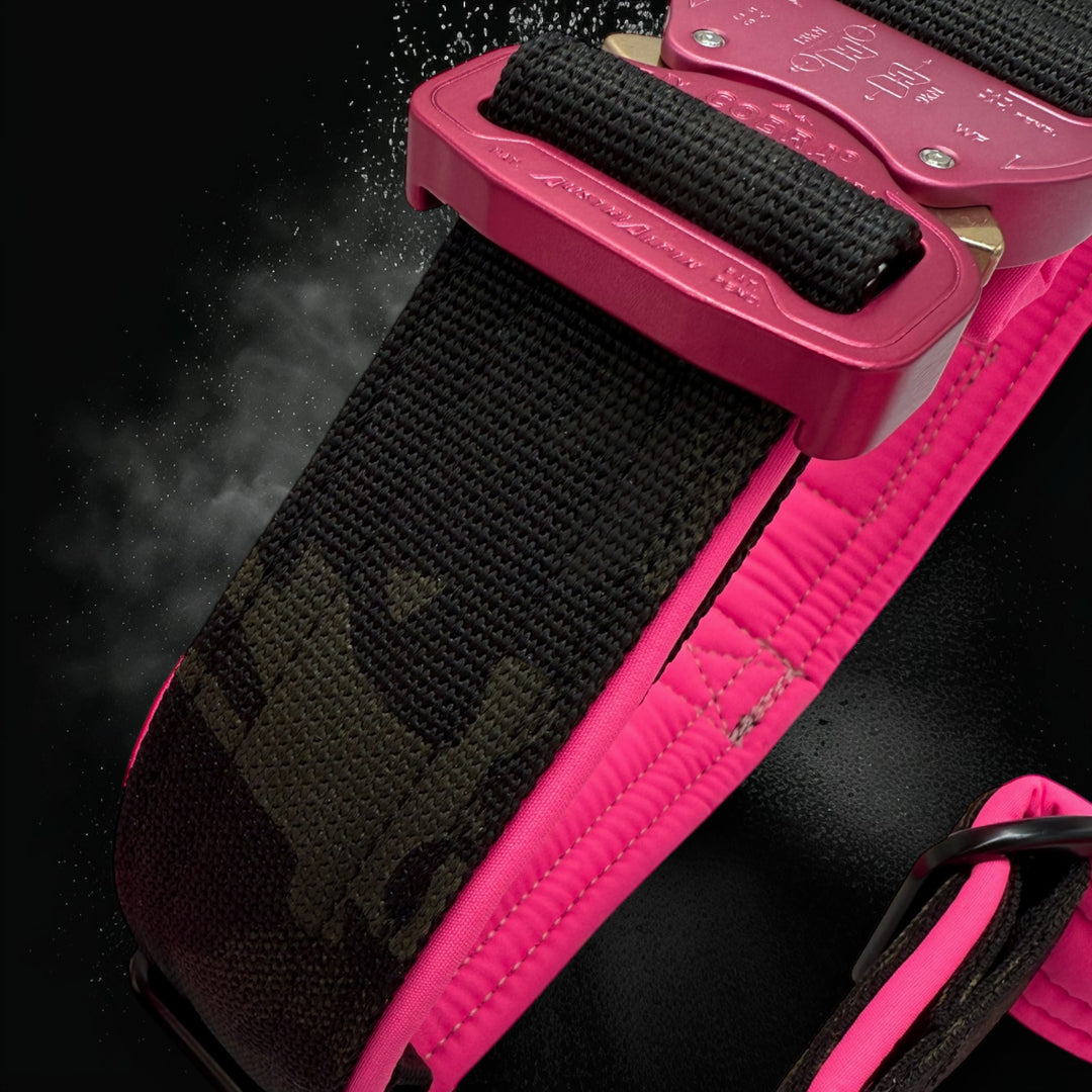 Limited Edition Pink & camouflage 4 cm wide (36 cm -59 cm) - Black camouflage (buckle pink)