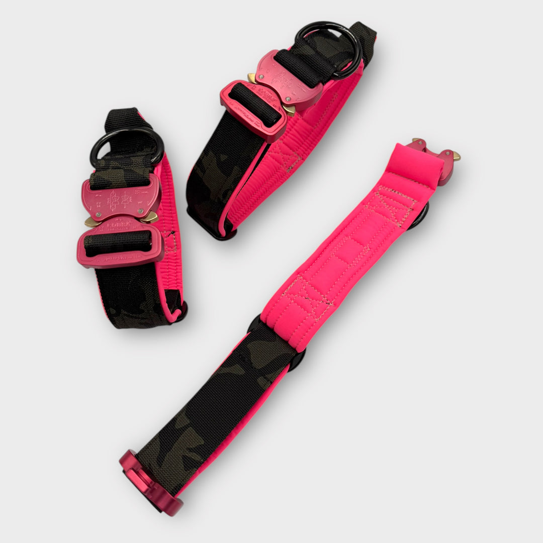 Limited Edition pink&camouflage 4 cm breit (36 cm-59 cm) - black camouflage (Schnalle pink)