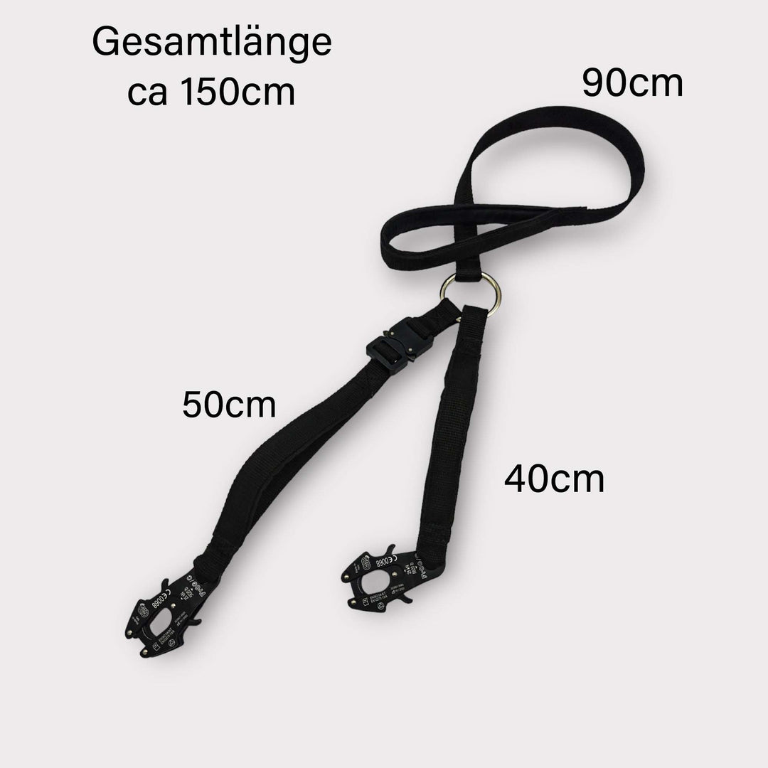 Doppelleine Frog Cable Leine 2.5 cm für 2 Hunde - schwarz