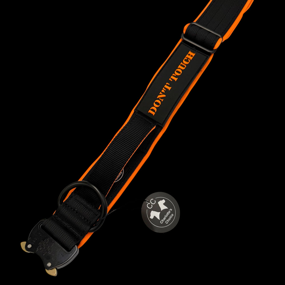 On Duty V2 Halsband Don't Touch Magnetgriff 4 cm breit (37-65 cm) - schwarz/orange