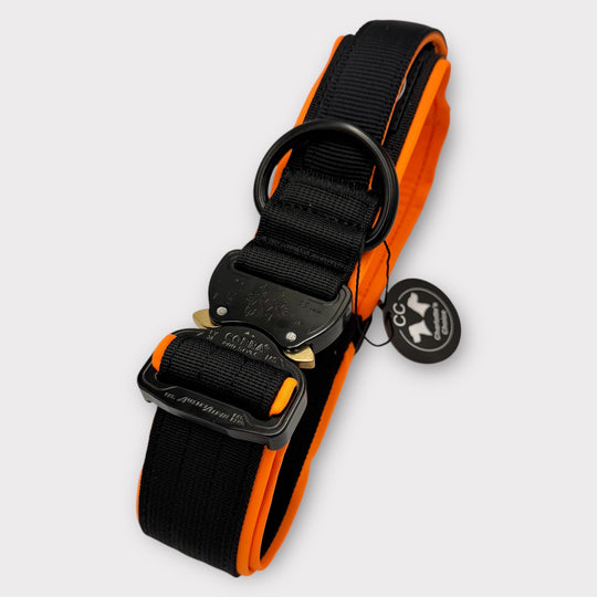 On Duty V2 Halsband Don't Touch Magnetgriff 4 cm breit (37-65 cm) - schwarz/orange
