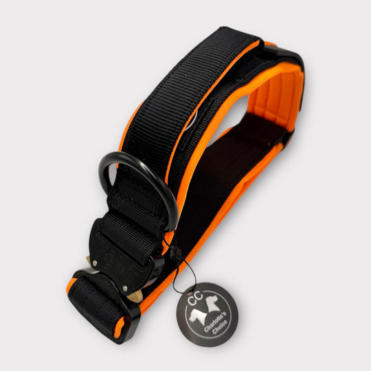 On Duty V2 Halsband Don't Touch Magnetgriff 4 cm breit (37-65 cm) - schwarz/orange