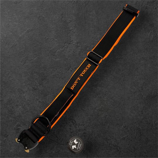 On Duty V2 Halsband Don't Touch Magnetgriff 4 cm breit (37-65 cm) - schwarz/orange