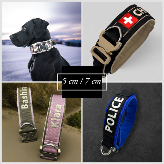 Luxus Heavy Duty Halsband personalisierbar 5 cm & 7 cm für grosse Hunde