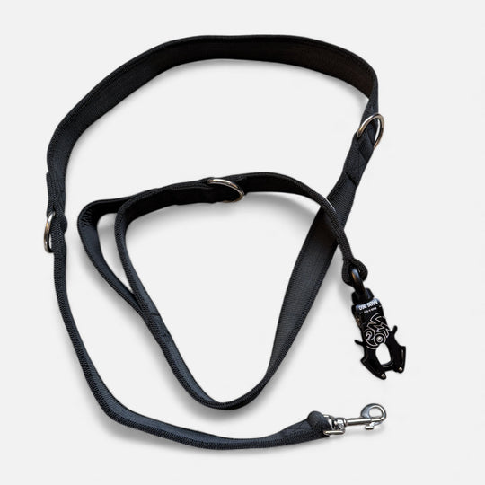 3.8 cm Breite gummierte Leine 2.2 m lang, mit Frog 360 oder Edelstahlkarabiner, verstellbar.